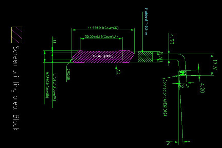 1.3 inch projected capacitive touch panel with CYTMA568 IC